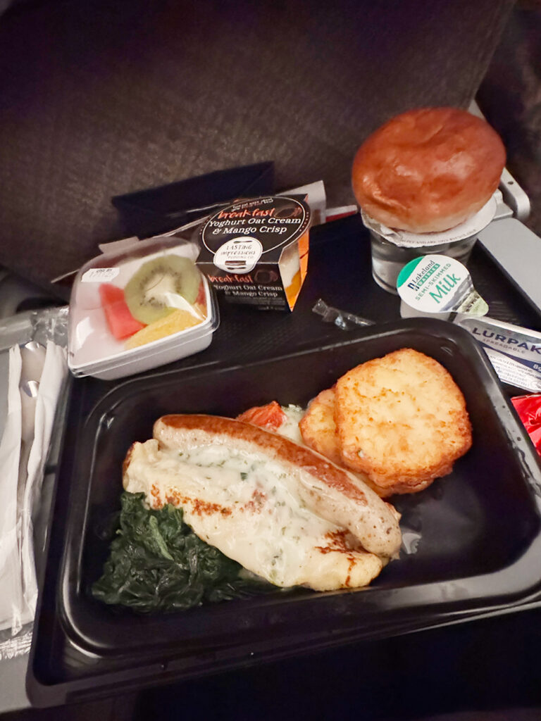 マンチェスターからシンガポール行きの機内食